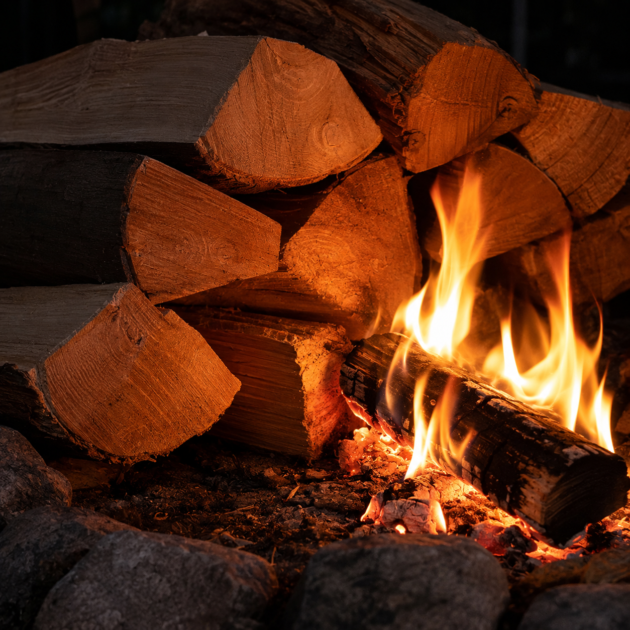 1 RM Buchenbrennholz 20 cm – Trocken & Ofenfertig | Hoher Heizwert