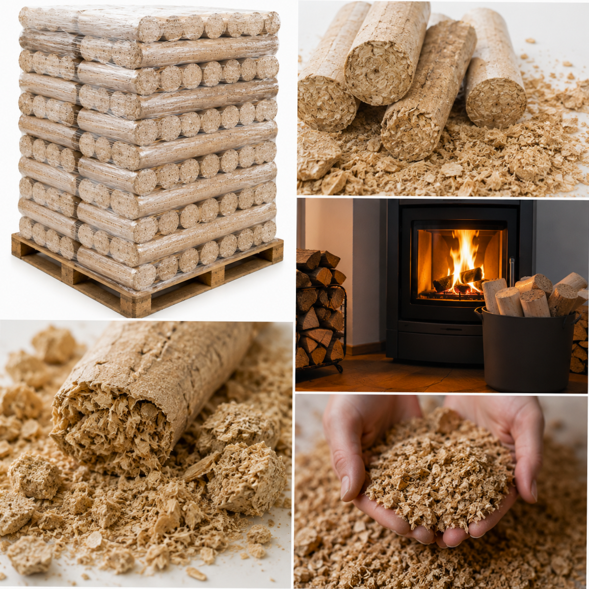 Holzbriketts 960 kg – 96 × 10 kg | Hoher Heizwert & Lang anhaltende Wärme
