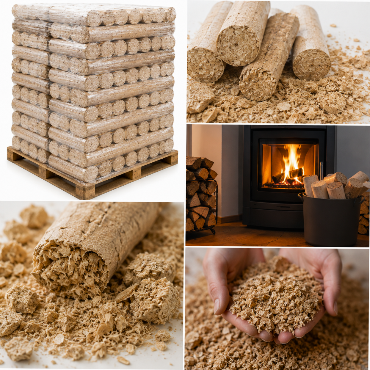 Holzbriketts 960 kg – 96 × 10 kg | Hoher Heizwert & Lang anhaltende Wärme